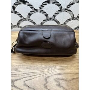 Fossil Genuine Brown Leather Men's Toiletry Attaché Bag Kit Travel Shaving Case